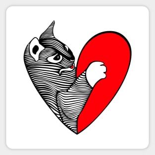 Cat with a heart Sticker